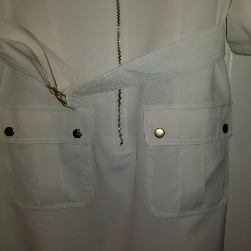 Shargano Off-White Belted Cargo Pocket Career Dress 10 - Picture 4 of 7